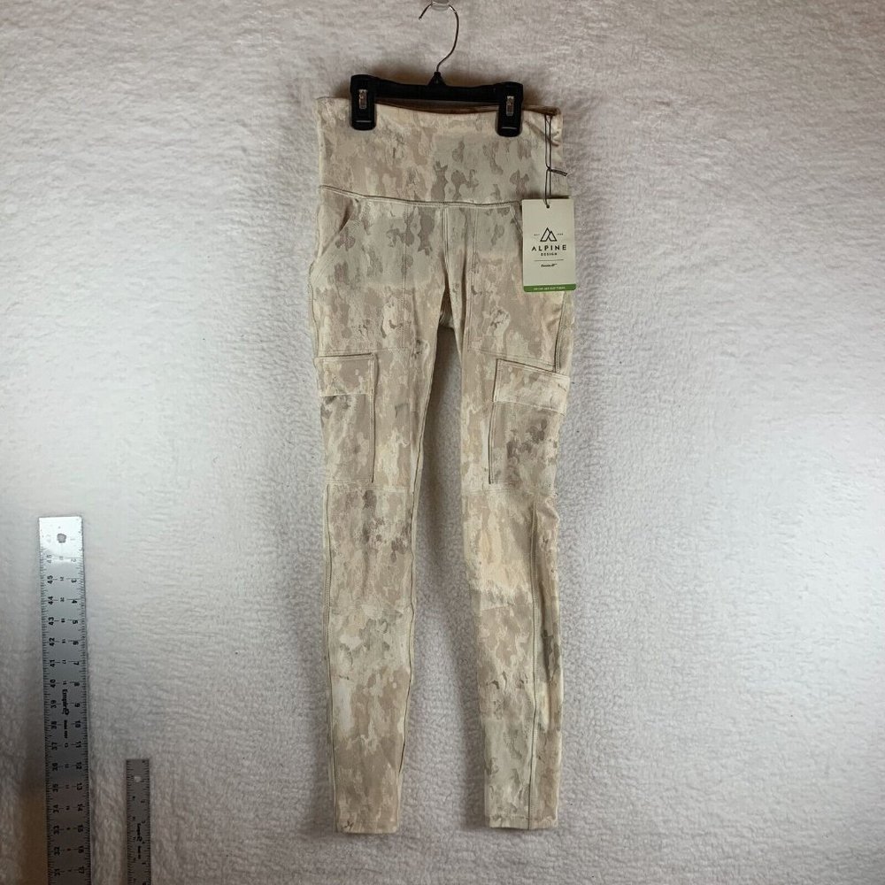 Alpine Design Tights Women's‎ XS Beige Pockets Stretch Pull On High-Rise 7262
